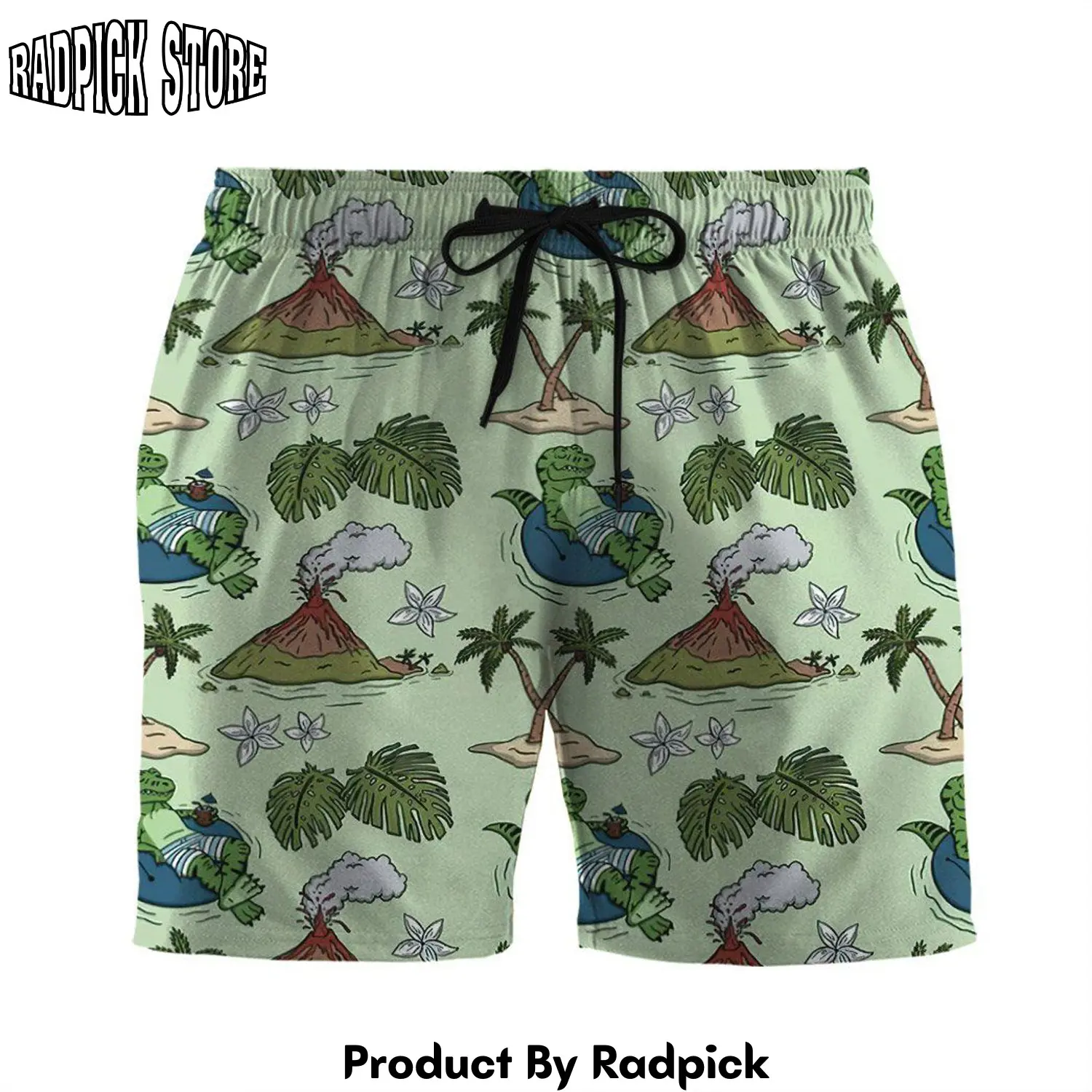 Radpick 3d hawaiian dinosaur custom beach short swim trunk rp631459